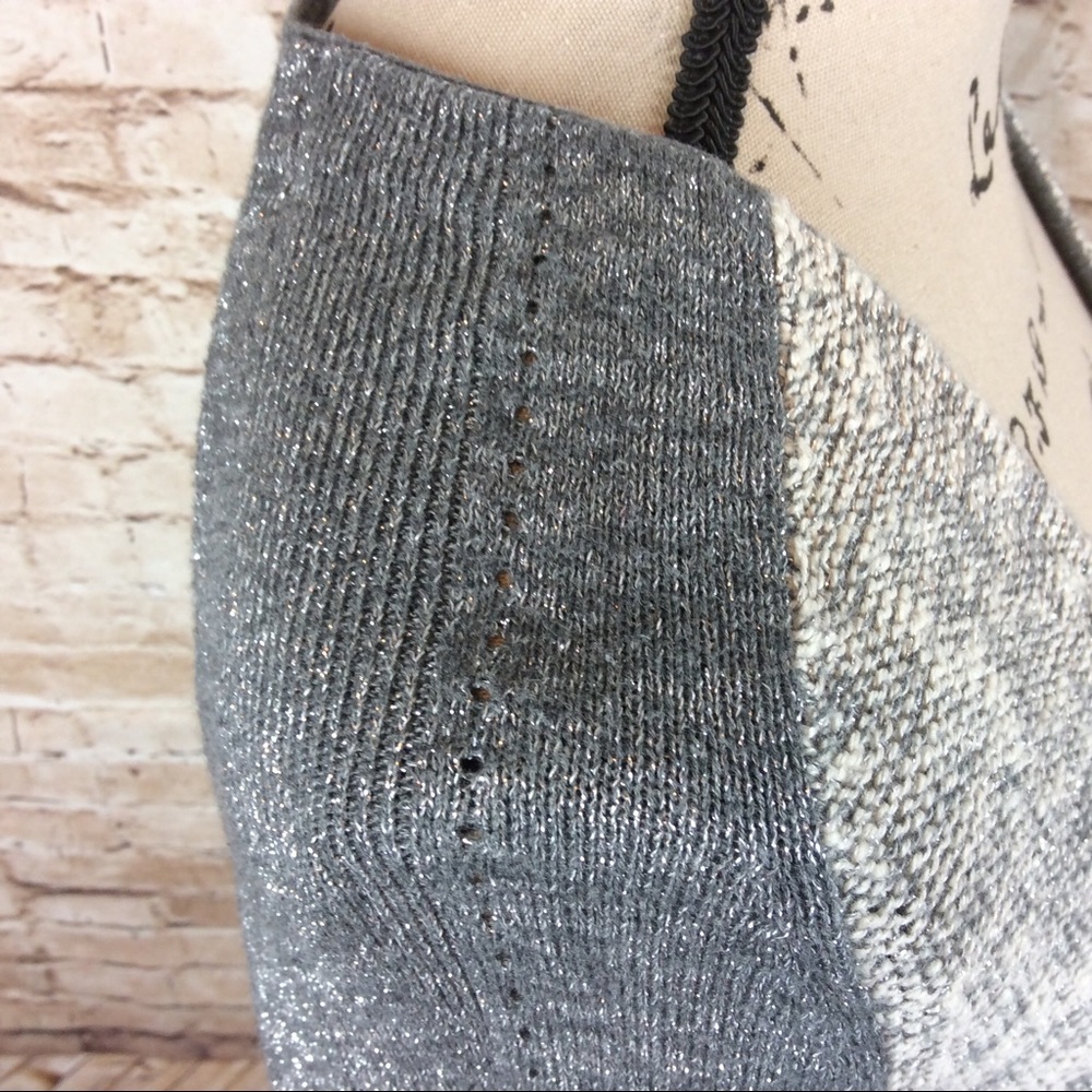 Loft Grey Two Tone Sparkle Cardigan Sweater S - Picture 4 of 8